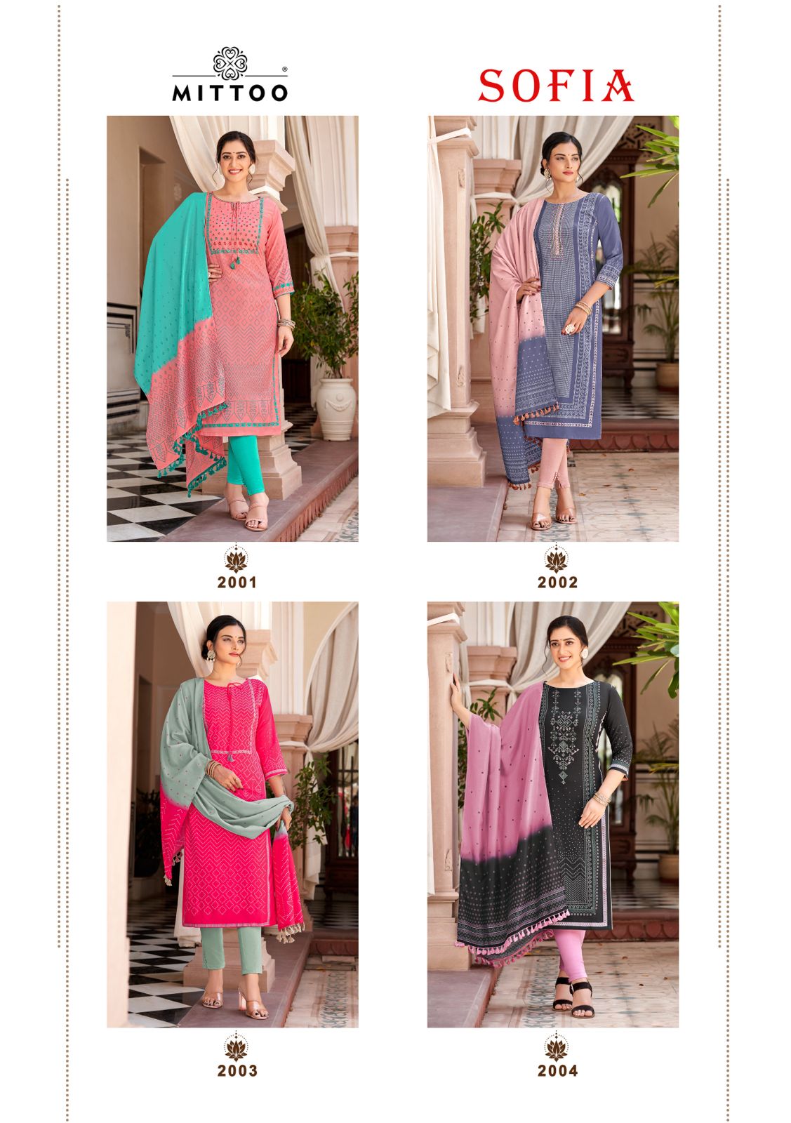 Sofia By Mittoo 2001 To 2004 Rayon Printed Kurti With Bottom Dupatta Wholesale Shop In Surat
